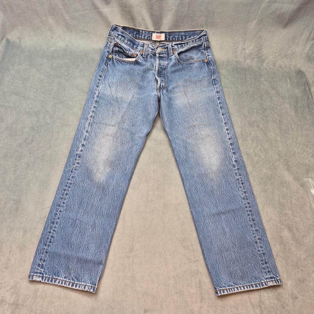Levis 501 Button Fly Distressed Jeans Size 32X30 WPL 423 Medium Wash Denim